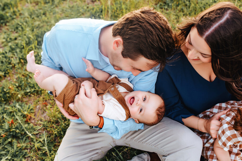 family posing during fall mini session in North Texas