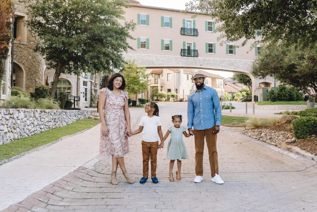 family posing during fall mini session in North Texas