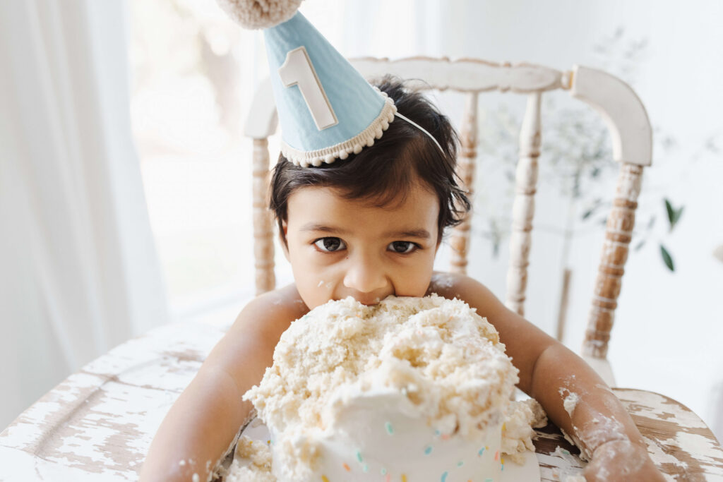 Plano newborn photographer Nicole Berkley documents first birthday milestone session with one year old baby